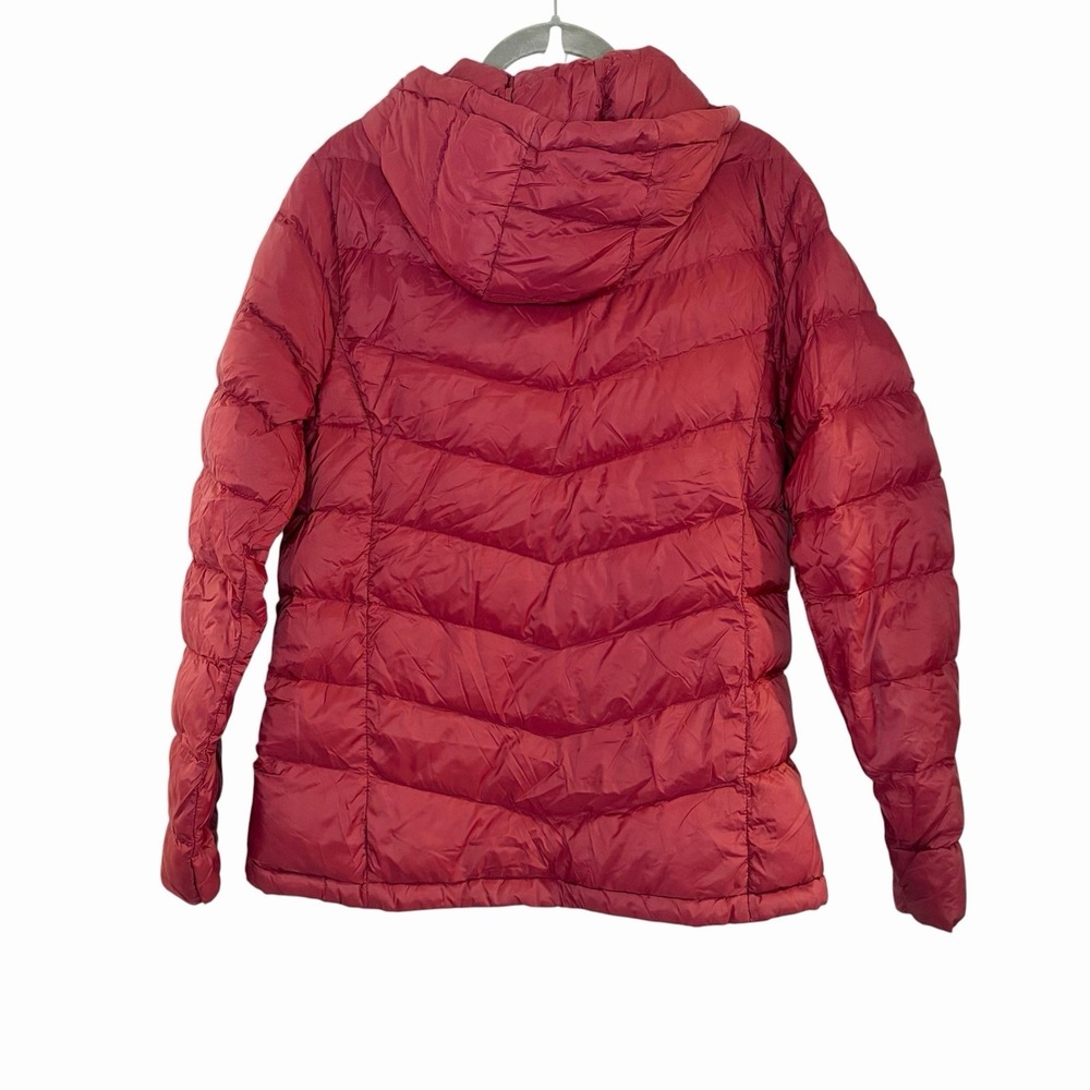 Eddie Bauer Jacket Womens M Red Down Puffer Hooded Full Zip Warm EB650 - Picture 2 of 6